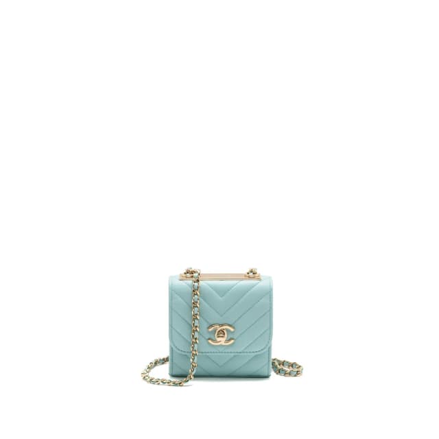 Chanel chevron mini trendy cc clutch with chain lambskin light blue LGHW in Blue Lambskin from EMIER, photo 1 of 1
