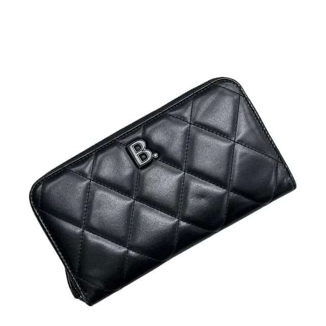 Balenciaga Zip Around Wallet B Logo Black Leather in Black Leather from The Reluxe, photo 1 of 1