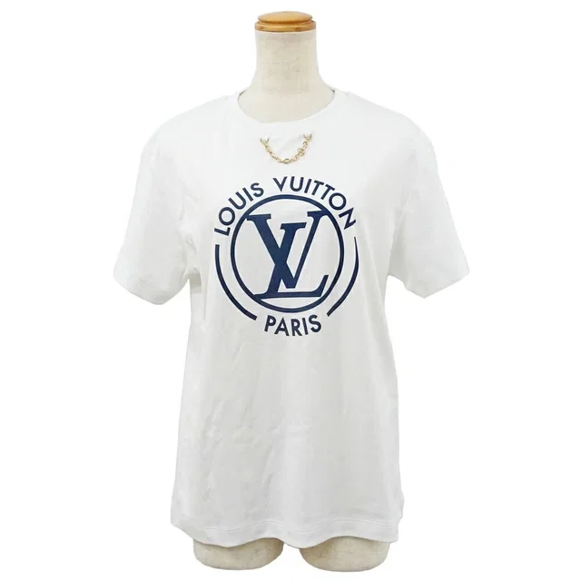 T-Shirt Flocked LV Cotton White Blue in White from The Reluxe, photo 1 of 1