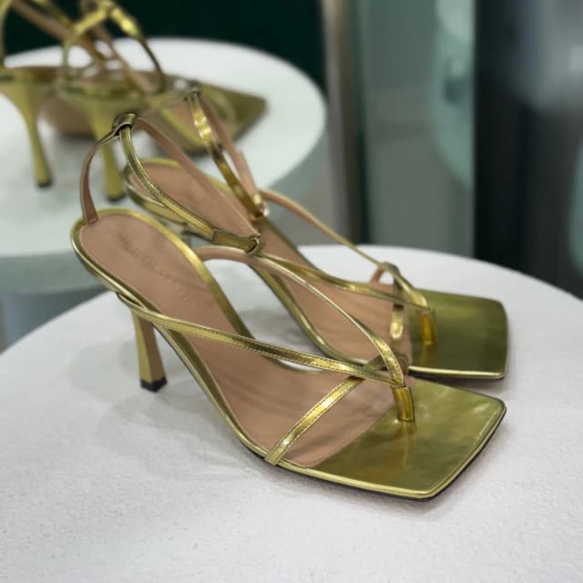 BOTTEGA Gold thong heels size 37.5 in Gold Leather from Revivre, photo 1 of 1