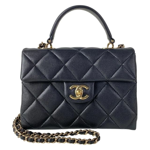 Chanel Shoulder Bag Top Handle Mini Flap Quilted AS Black in Black Caviar leather from The Reluxe, photo 1 of 1