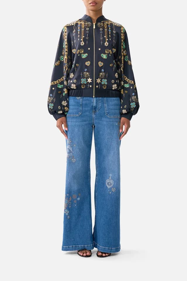Camilla eBoutique BOMBER JACKET WITH SHIRRED CUFF AMULETS AND ALCHEMY, image 1 of 1 from CAMILLA