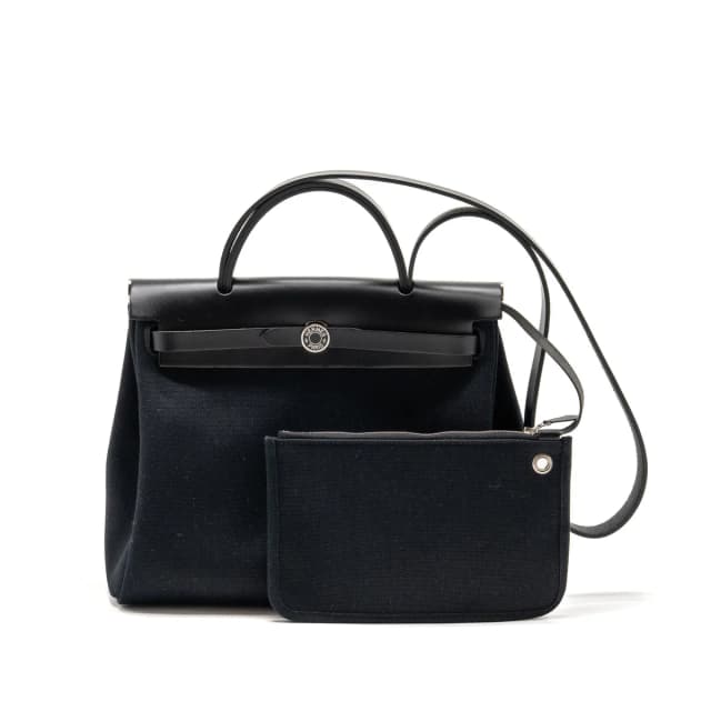 Hermès Herbag 31 Zip Bag Canvas / Hunter Leather Black SHW Stamp K in Black Canvas from EMIER, photo 1 of 1