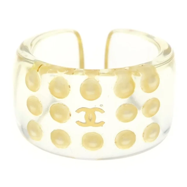 Chanel CC Logo Resin Ring Faux Pearl Plastic Gold in Gold Resin from The Reluxe, photo 1 of 1