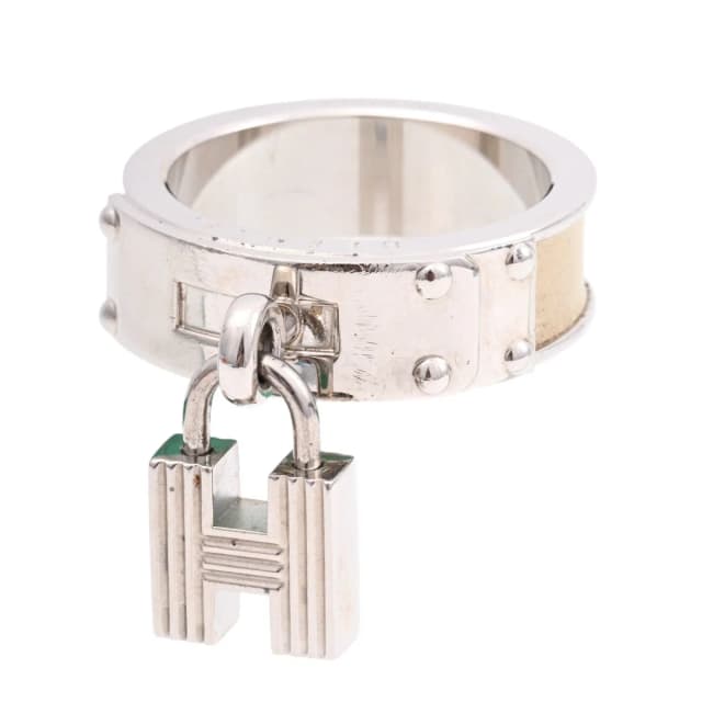 Hermès Kelly scarf ring Silver/Ivory from VINTAGE QOO TOKYO, photo 1 of 1