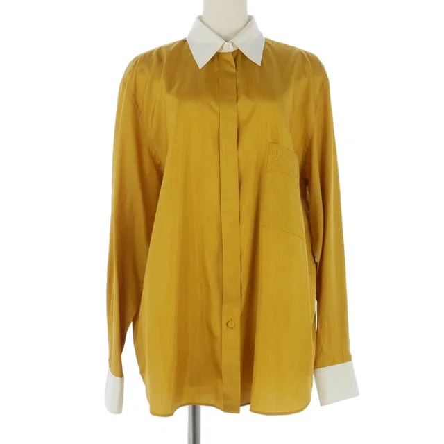 Hermès Cleric Shirt Blouse Long Sleeve Silk Yellow 44 in Yellow Silk from The Reluxe, photo 1 of 1