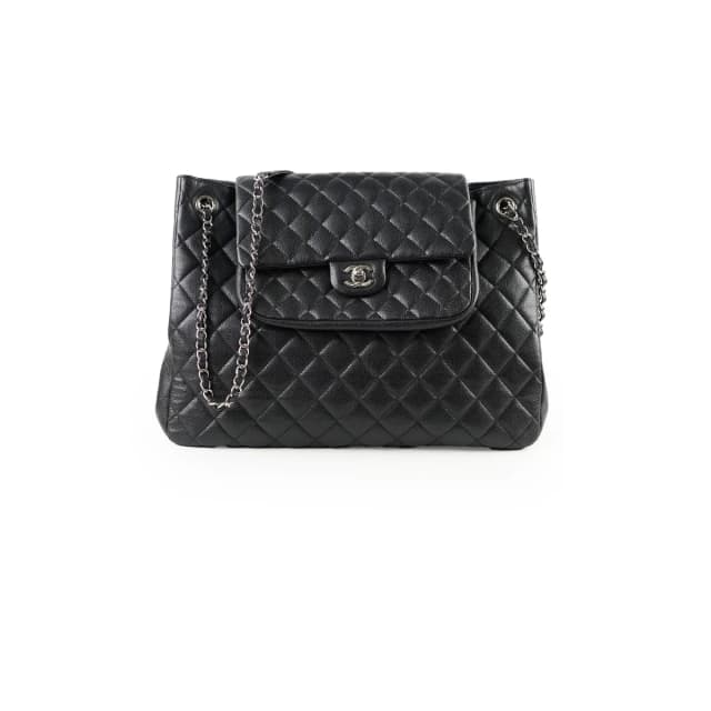 Chanel Paris-Edinburgh Quilted Flap Tote Black Caviar in Black Caviar leather from The Purse Affair, photo 1 of 1