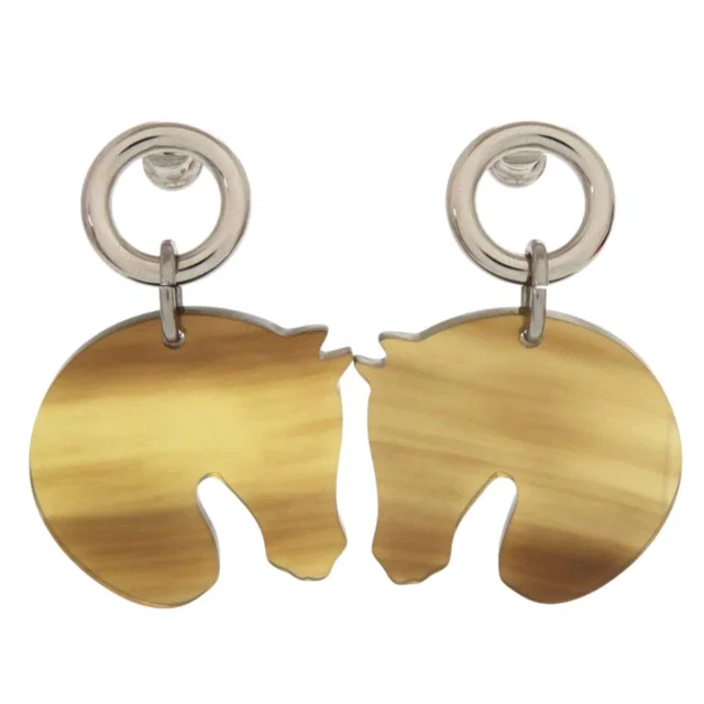 Hermès Cheval Horse Buffalo Horn Brown Earrings in Brown from The Reluxe, photo 1 of 1
