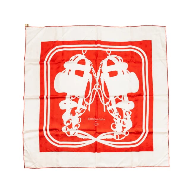 Chanel Hermes 90cm Silk Scarf Brides de Gala Rouge/Blanc in White Silk from EMIER, photo 1 of 1