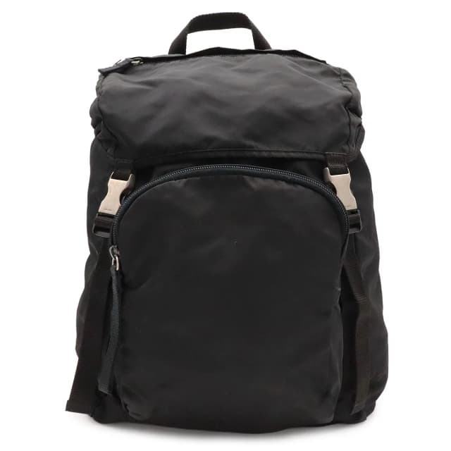 Prada Triangle Logo Backpack Nylon Nero Black Silver in Black Nylon from The Reluxe, photo 1 of 1