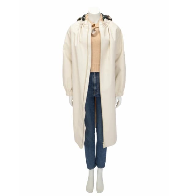 Burberry Polyester Check Hood Parka Coat M in Cream from Blue Spinach, photo 1 of 1