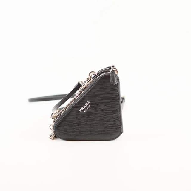 Prada Mini Triangle Crossbody saffiano Pouch Black in Black Saffiano leather from The Purse Affair, photo 1 of 1