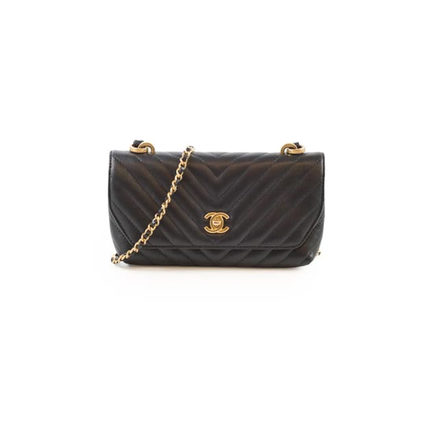 Chanel Seasonal Rectangular Chevron Flap Lambskin Black in Black Lambskin from The Purse Affair, photo 1 of 1