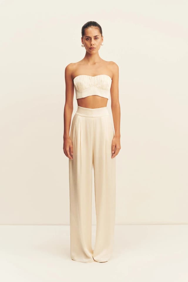 Shona Joy LA LUNE CORDED RUCHED BRALETTE - CREAM, image 1 of 1 from Shona Joy