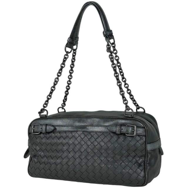 Bottega Veneta Intrecciato Chain Tote Bag Leather Dark Green in Green Woven leather from The Reluxe, photo 1 of 1