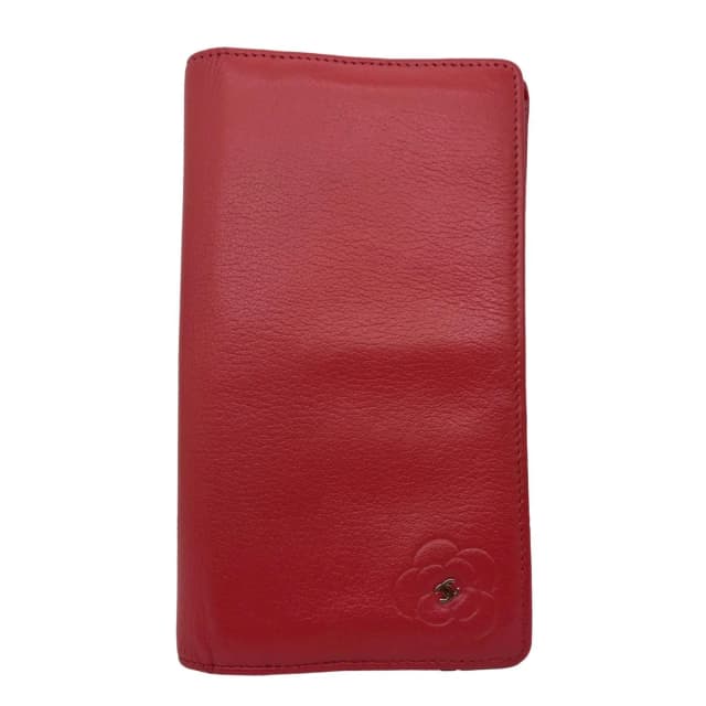 Chanel Camellia Leather Long Bifold Wallet Pink in Pink Leather from Dallas Designer Handbags, photo 1 of 1