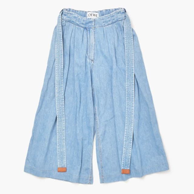 Loewe Belt Wide Denim Pants Sky Blue Cotton 32 in Blue Denim from The Reluxe, photo 1 of 1