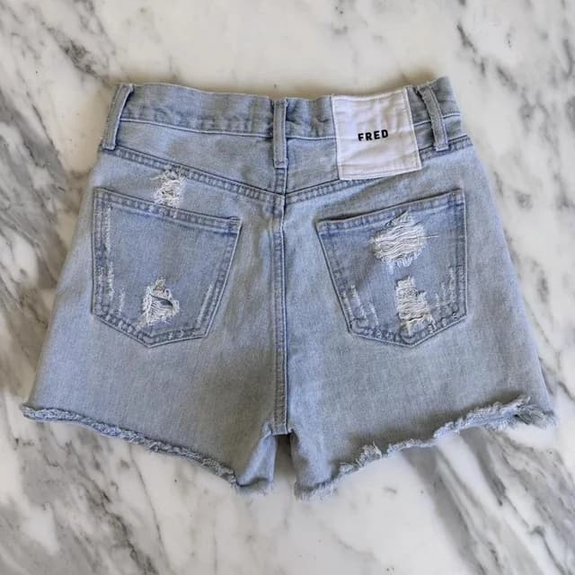 FRED Women's Shorts - Blue - 4 in blue Denim from Depop, photo 1 of 1