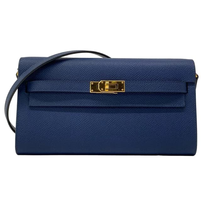 Hermès Wallet Kelly Long Tougo Blue Navy Shoulder Gold in Navy Epsom leather from The Reluxe, photo 1 of 1