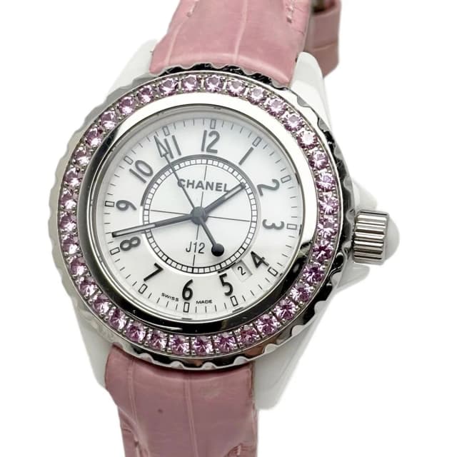 Chanel J12 Watch Quartz Pink Sapphire Ceramic White Silver in White Ceramic from The Reluxe, photo 1 of 1