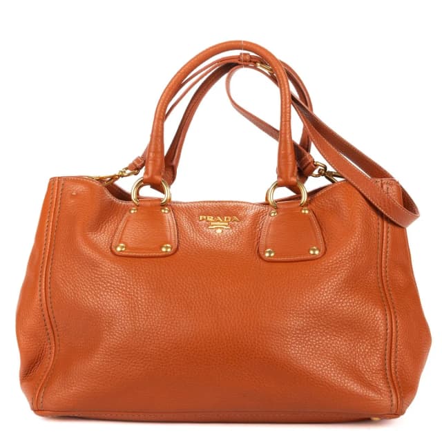 Prada Open Shopping Tote Bag Orange Vitello Daino in Orange from The Reluxe, photo 1 of 1