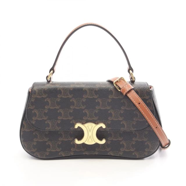 Celine Handbag Triomphe Teenage Laura 2-Way Brown Black Leather in Black Leather from The Reluxe, photo 1 of 1