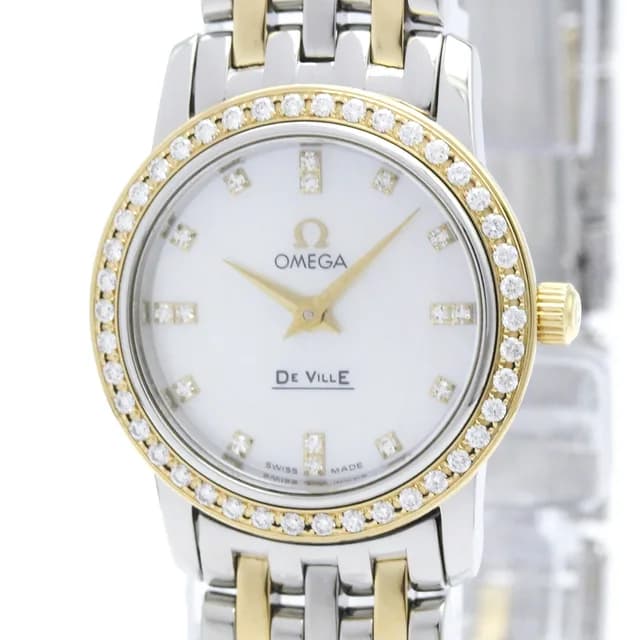 Omega De Ville Prestige Diamond MOP Dial 18K Gold Steel Watch 4375.75 Polished in White shell from Elady, photo 1 of 1
