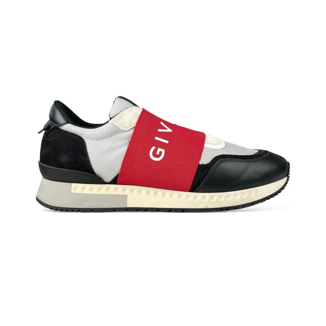 Givenchy Mens Black & Red Logo Active Runners in Black & Red Leather & Mesh from Designer Archives, photo 1 of 1