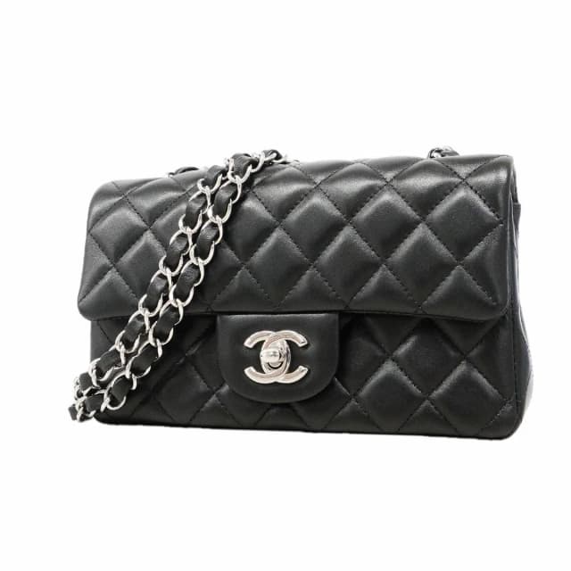 Chanel Shoulder Bag Mini Quilted Lambskin Black Silver in Black Lambskin from The Reluxe, photo 1 of 1