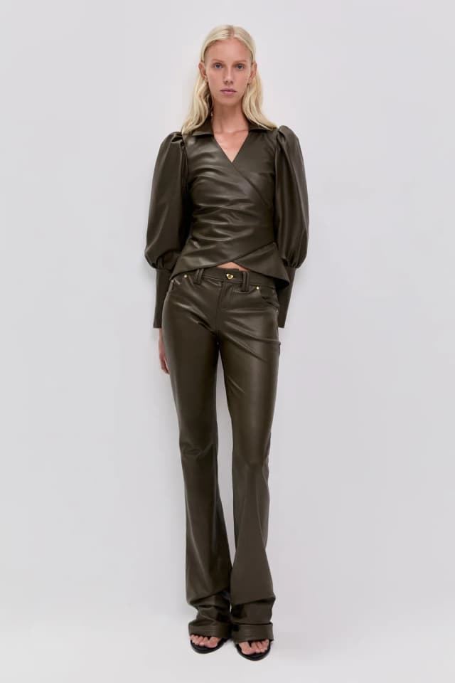 AJE Idyllic Wrap Top in KHAKI, image 1 of 1 from Aje
