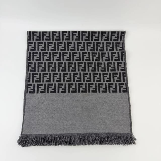 Fendi Zucca FF Monogram Reversible Scarf Wool 100% Gray Vintage in Grey Wool from The Reluxe, photo 1 of 1