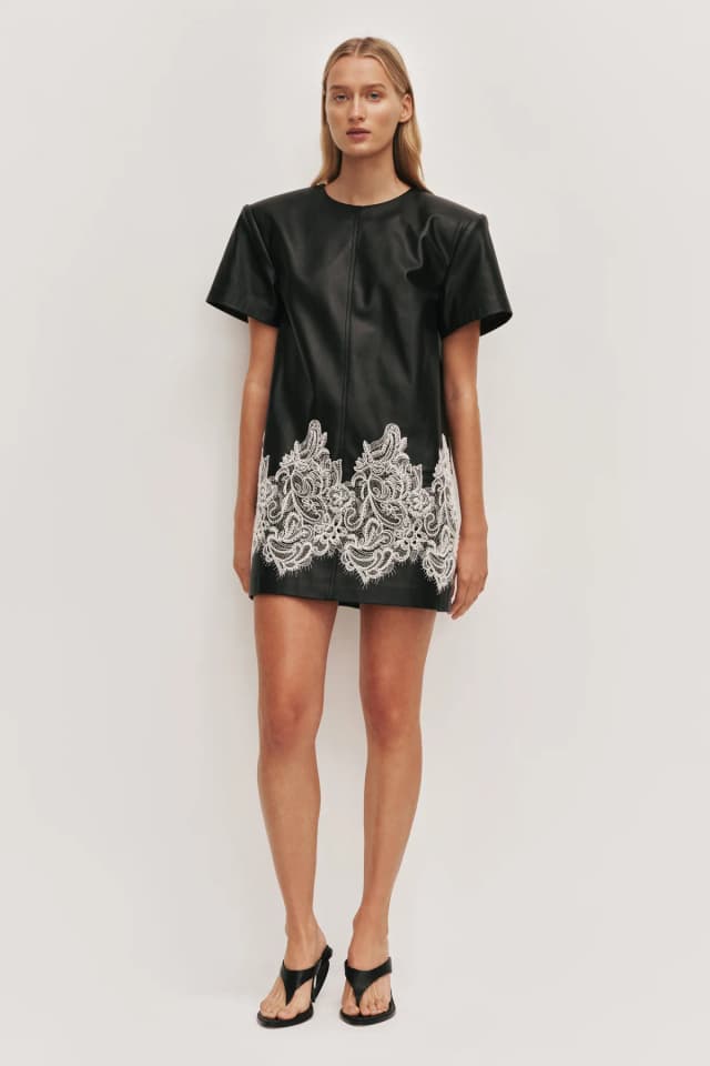 AJE Ariella Mini Dress in BLACK/IVORY, image 1 of 1 from Aje