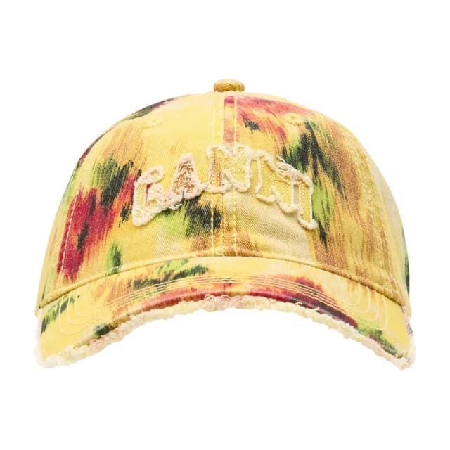 GANNI B3020171-01f Tie-Dye Cotton Baseball Cap — Yellow Caps in Yellow from HEWI, photo 1 of 1