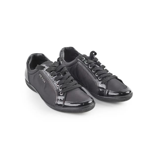 Prada Sneakers Nylon Saffiano 38.5 in Black Saffiano leather from The Purse Affair, photo 1 of 1