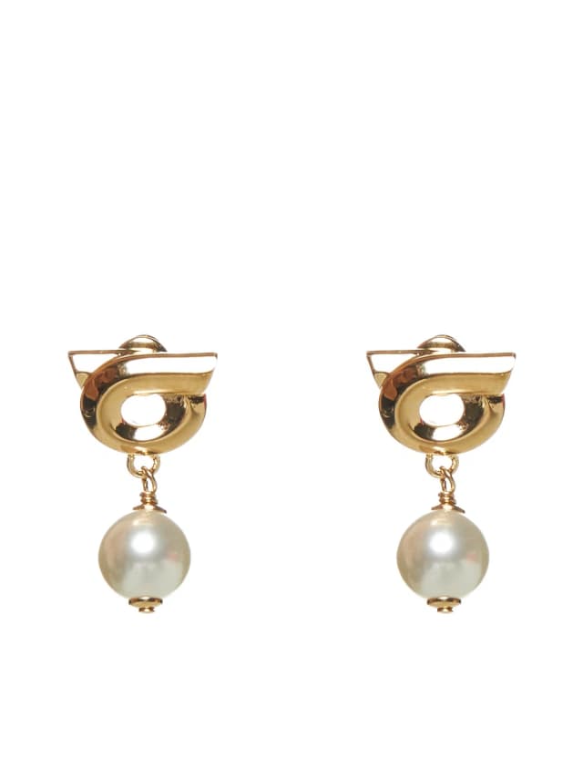 Ferragamo Pearl-Drop Hook Earrings — Gold Brass in Gold from HEWI, photo 1 of 1