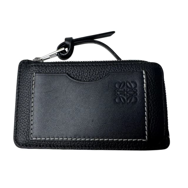 Loewe Anagram L-shaped Zipper Coin Purse Card Case Black in Black Leather from The Reluxe, photo 1 of 1