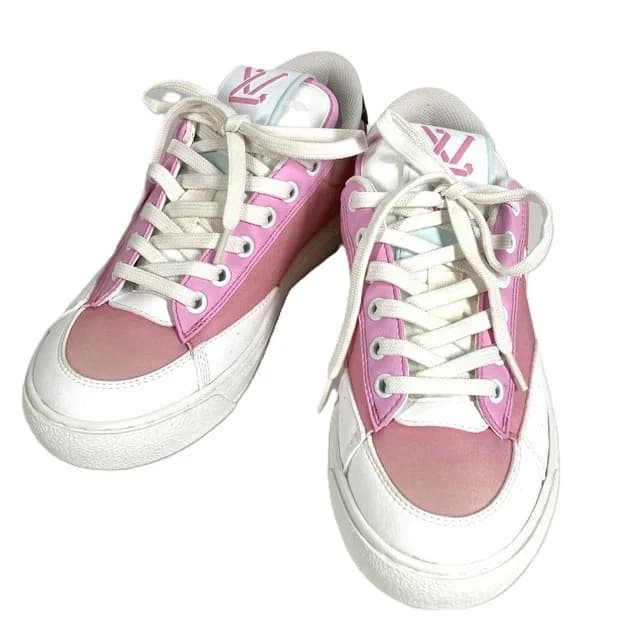 Louis Vuitton Sneakers Logo Lace Canvas Leather Pink in Pink Canvas from The Reluxe, photo 1 of 1