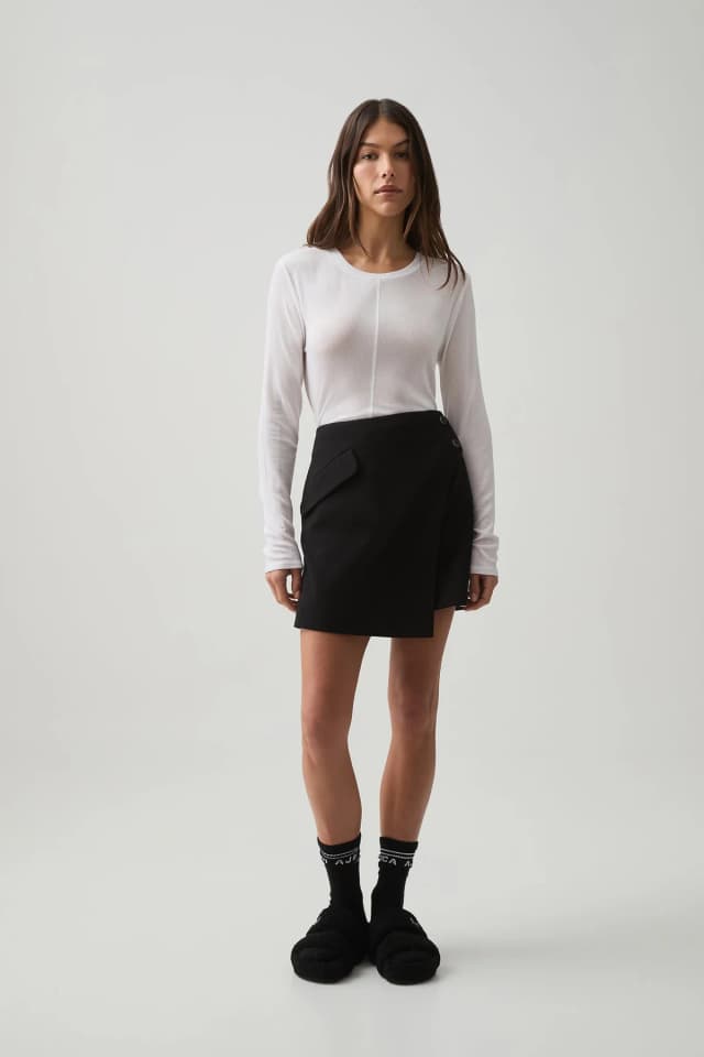 Athletica Wrap Mini Skirt 612 in BLACK, image 1 of 1 from Aje