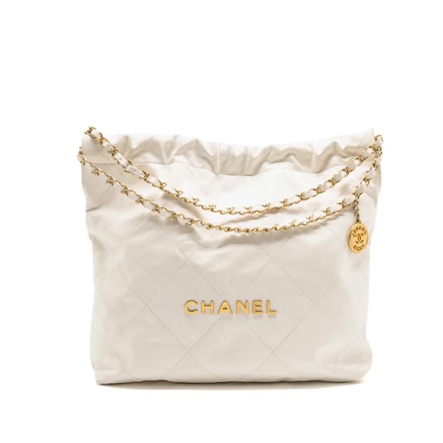 Chanel Medium 22 Bag Shiny Calfskin White GHW (Microchip) in White Calfskin from EMIER, photo 1 of 1