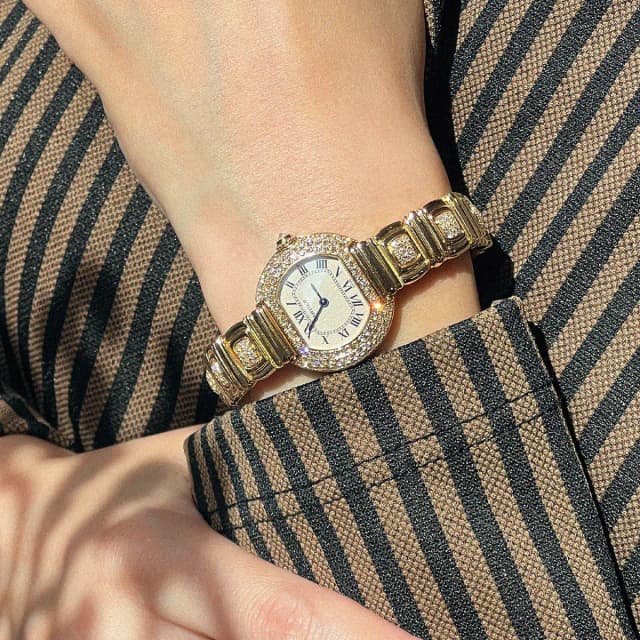 Cartier 18K Diamond Ellipse SM WB6004EF Quartz Ivory from VINTAGE QOO TOKYO, photo 1 of 1