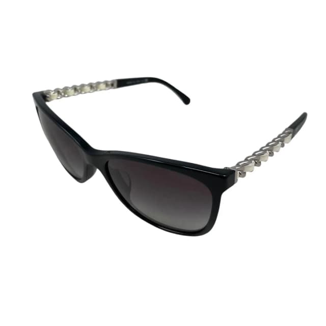 Chanel Sunglasses Chain Motif CC Logo Black White Silver Eyewear in Black from The Reluxe, photo 1 of 1