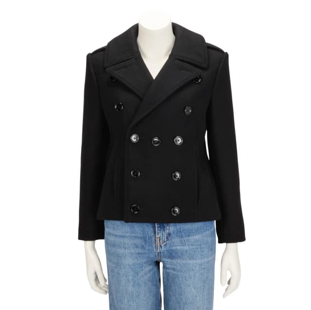 Celine Melton Pea Coat FR 40 in Black Wool from Blue Spinach, photo 1 of 1