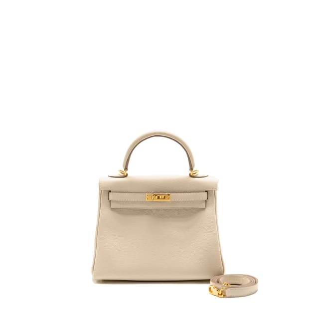 Hermès Kelly 25 Togo Craie GHW Stamp Z in White Togo leather from EMIER, photo 1 of 1