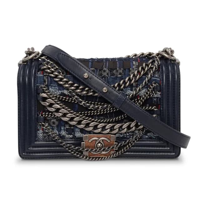 Chanel Patchwork Enchained Old Medium Boy Bag in Navy from Blue Spinach, photo 1 of 1