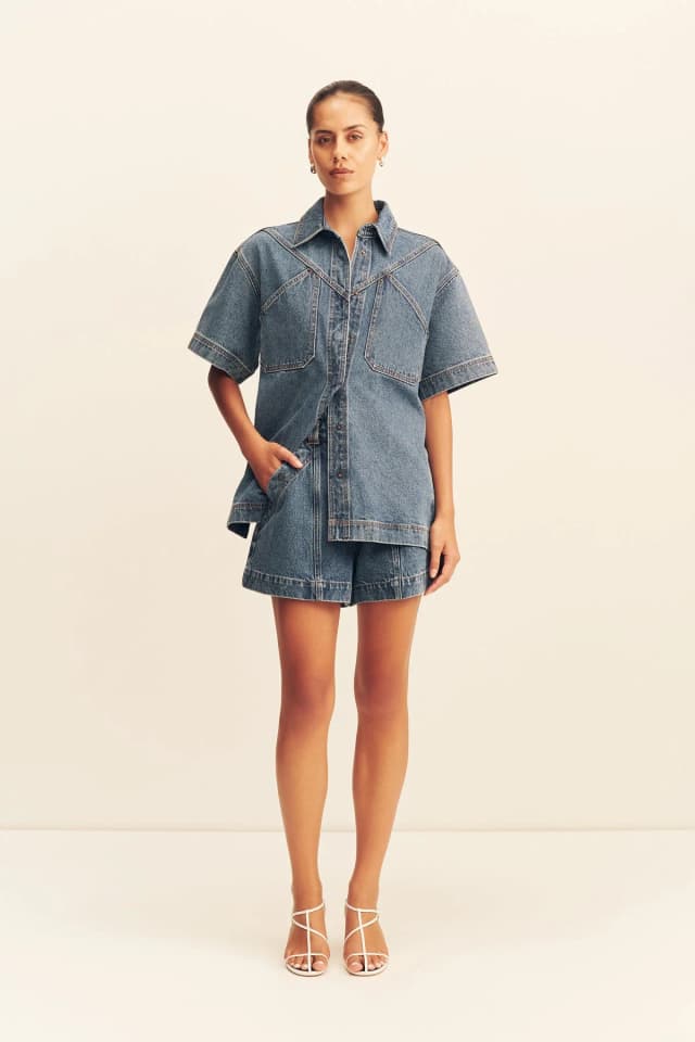 Shona Joy RAQUEL HIGH WAISTED FLARED SHORT, image 1 of 1 from Shona Joy
