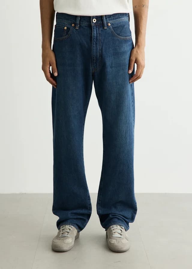 Maison Kitsune x Kuro Selvedge Voyage Denim Pants in FADED INDIGO, image 1 of 1 from Incu