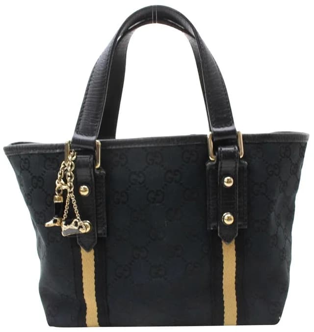 Gucci Black x Beige Web Monogram GG Jolicoeur Charm Tote in Black Canvas from Bagriculture, photo 1 of 1