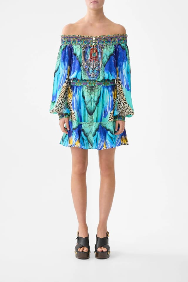 Camilla eBoutique OFF SHOULDER SHORT DRESS JUNGLE FLIGHT, image 1 of 1 from CAMILLA