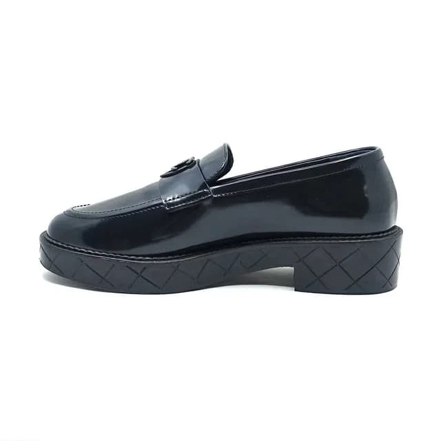 Chanel Loafers Moccasin Shoes Black CC Logo in Black Calfskin from The Reluxe, photo 1 of 1