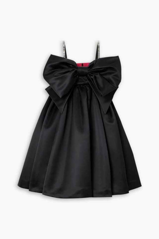 Nina Ricci Crystal-Embellished Bow-Detailed Satin Mini Dress in Black, image 1 of 1 from THE OUTNET